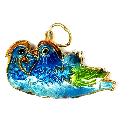 ENAMEL MANDARIN DUCK 20X35MM LIGHT BLUE